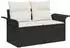 vidaXL Garten-Sofa-Set mit Kissen, 8-tlg., schwarz, Polyrattan (3348233)