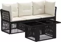 vidaXL Gartensofa-set 4 stk. Schwarz Poly-Rattan