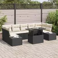 vidaXL Sofa Set 8 stk. Schwarz und Creme Poly-Rattan