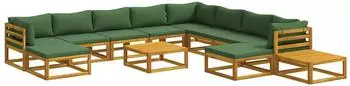 vidaXL Garten-Sofa-Set 12-tlg. Akazien-Massivholz, natur