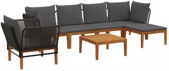 vidaXL Gartenset 7-tlg. Akazienholz & Naturseil (3407739)