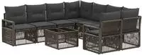 vidaXL Gartensofa-set 9 stk. Grau Poly-Rattan