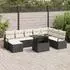 vidaXL Garten-Sofa-Set mit Kissen, 9-teilig, schwarz/creme, Poly Rattan (3348873)