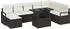 vidaXL Garten-Sofa-Set mit Kissen, 9-teilig, schwarz/creme, Poly Rattan (3348873)