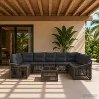 vidaXL Gartensofa-set 10 stk. Grau Poly-Rattan