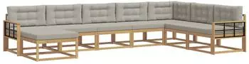 vidaXL Outdoor-Sofagarnitur 8-tlg., wei&szlig;/hellgrau (3386875)