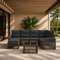 vidaXL Gartensofa-set 7 stk. Grau und Dunkelgrau Poly-Rattan