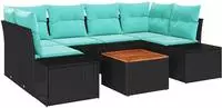 vidaXL Gartensofa-set 7 stk. Schwarz Poly-Rattan