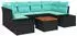 vidaXL Gartensofa-Set 7-tlg. schwarz Poly-Rattan (3347914)