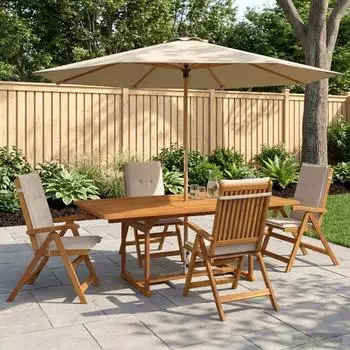 vidaXL Garten-Essgruppe, Akazienholz massiv, 5-teilig, natur