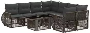 vidaXL Gartensofa-Set 9-tlg. Poly-Rattan, grau/dunkelgrau (3436916)