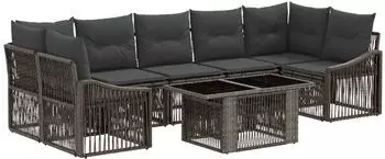 vidaXL Gartensofa-Set 8-tlg. grau und dunkelgrau Poly-Rattan (3437216)