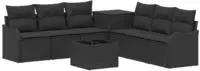 vidaXL Sofa Set 8 stk. Schwarz 55 x 55 x 37 cm Polyrattan und Stahl