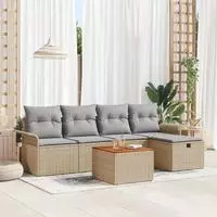 vidaXL Gartensofa-set 6 stk. Beige Poly-Rattan