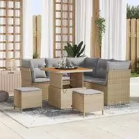 vidaXL Gartensofa-set 8 Stk. 5-Sitzanzahl Beige und Hellgrau