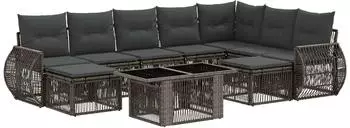 vidaXL Gartensofa-Set 10-tlg. grau und dunkelgrau Poly-Rattan (3437033)