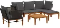 vidaXL 6 stk. Massives Akazienholz & Seil Natur
