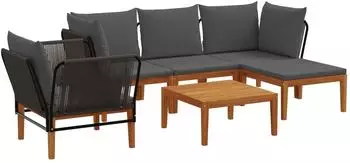 vidaXL Esszimmerst&uuml;hle 6er-Set Akazienholz & Seil, natur (3407737)