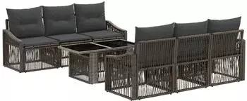 vidaXL Gartensofa-Set 7-tlg. Poly-Rattan grau/dunkelgrau (3437207)