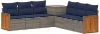 vidaXL Sofa Set 7 stk. Grau und Marineblau 118 x 62 x 69 cm