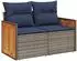 vidaXL Sofa-Set 7-teilig, grau/marineblau, Polyrattan & Stahl