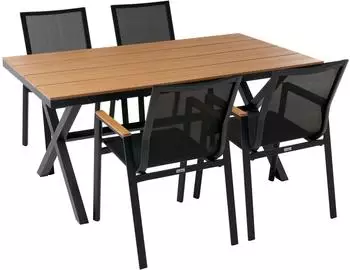 Beliani TIANO Garten-Essgruppe 4 Personen, Metall, schwarz (TIANO)