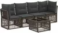 vidaXL Gartensofa-set 5 stk. Grau Poly-Rattan