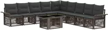 vidaXL Gartensofa-Set 10-tlg. Poly-Rattan grau/dunkelgrau (3436649)