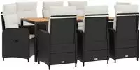 vidaXL Outdoortisch-Set 9 stk. Schwarz und Cremewei&szlig;