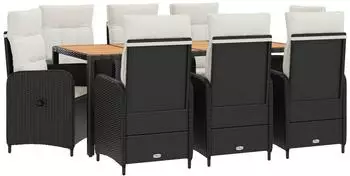 vidaXL Outdoor-Tischset 9-tlg. schwarz und cremewei&szlig; (3422277)
