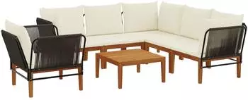 vidaXL 7-tlg. Set aus massivem Akazienholz und Naturseil (3407712)