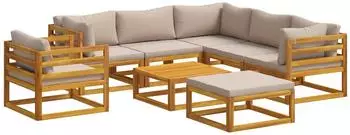 vidaXL Gartenlounge-Set 8-tlg., Akazien-Massivholz, natur