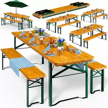 Casaria Bierzeltgarnitur 4er Set klappbar 170cm Holz (998009)