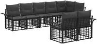 vidaXL Outdoor-Sofagarnitur 8 stk. Schwarz und Dunkelgrau Poly-Rattan