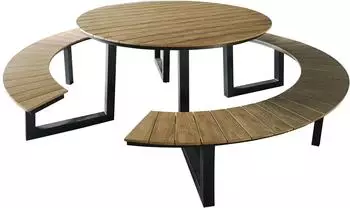 AXI Taco runder Picknicktisch Aluminium/Polywood, Teak/Anthrazit, 200x190cm (A090.087.05)