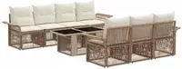 vidaXL Gartensofa-set 8 stk. Beige und Cremewei&szlig; Poly-Rattan