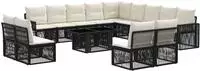 vidaXL Gartensofa-set 14 stk. Schwarz und Cremewei&szlig; Poly-Rattan