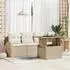 vidaXL Garten-Sofa-Set 5-tlg. mit Kissen, beige, Poly Rattan (3358255)