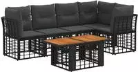 vidaXL Gartensofa-set 6 stk. Schwarz und Dunkelgrau Poly-Rattan