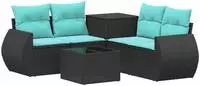vidaXL Sofa Set 6 stk. Schwarz und Blau 55 x 55 x 37 cm
