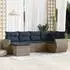 vidaXL Gartensofa-Set 6-teilig mit Kissen, grau, Polyrattan (3221660)