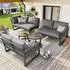 OKWISH Gartenlounge-Set 5-tlg., Olefin, grau, verstellbare Beine (800001569037)