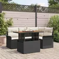 vidaXL Garten-Sofa-Set 5 stk. Schwarz und Creme