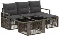 vidaXL Gartensofa-set 5 stk. Grau und Dunkelgrau Poly-Rattan