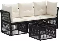 vidaXL Gartensofa-set 4 stk. Schwarz Poly-Rattan