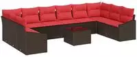 vidaXL Sofa Set 11 stk. Braun [Synthetisch]: Poly Rattan