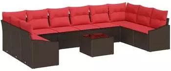 vidaXL Sofa-Set 11-tlg. Poly-Rattan braun (3346914)