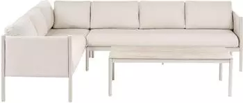 Beliani Tonara Lounge-Set 5-Sitzer Ecksofa & Couchtisch, Aluminium, hellbeige