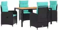 vidaXL Outdoortisch-Set 5 stk. PE Rattan und pulverbeschichteter Stahl