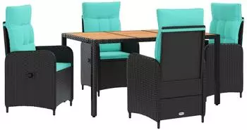 vidaXL Outdoor-Tischset 5-tlg. PE-Rattan und pulverbeschichteter Stahl (3422272)